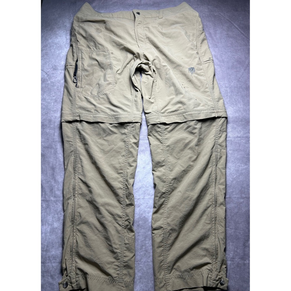 Mountain Hardwear Convertible Pants Mens L Tan Zip Off Hiking Cargo Outdoor